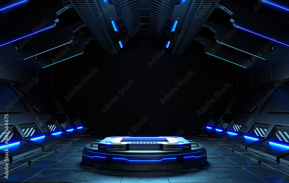 Abstract background, Futuristic pedestal for product presentation.	