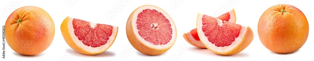 Grapefruit and grapefruit half isolated on white background