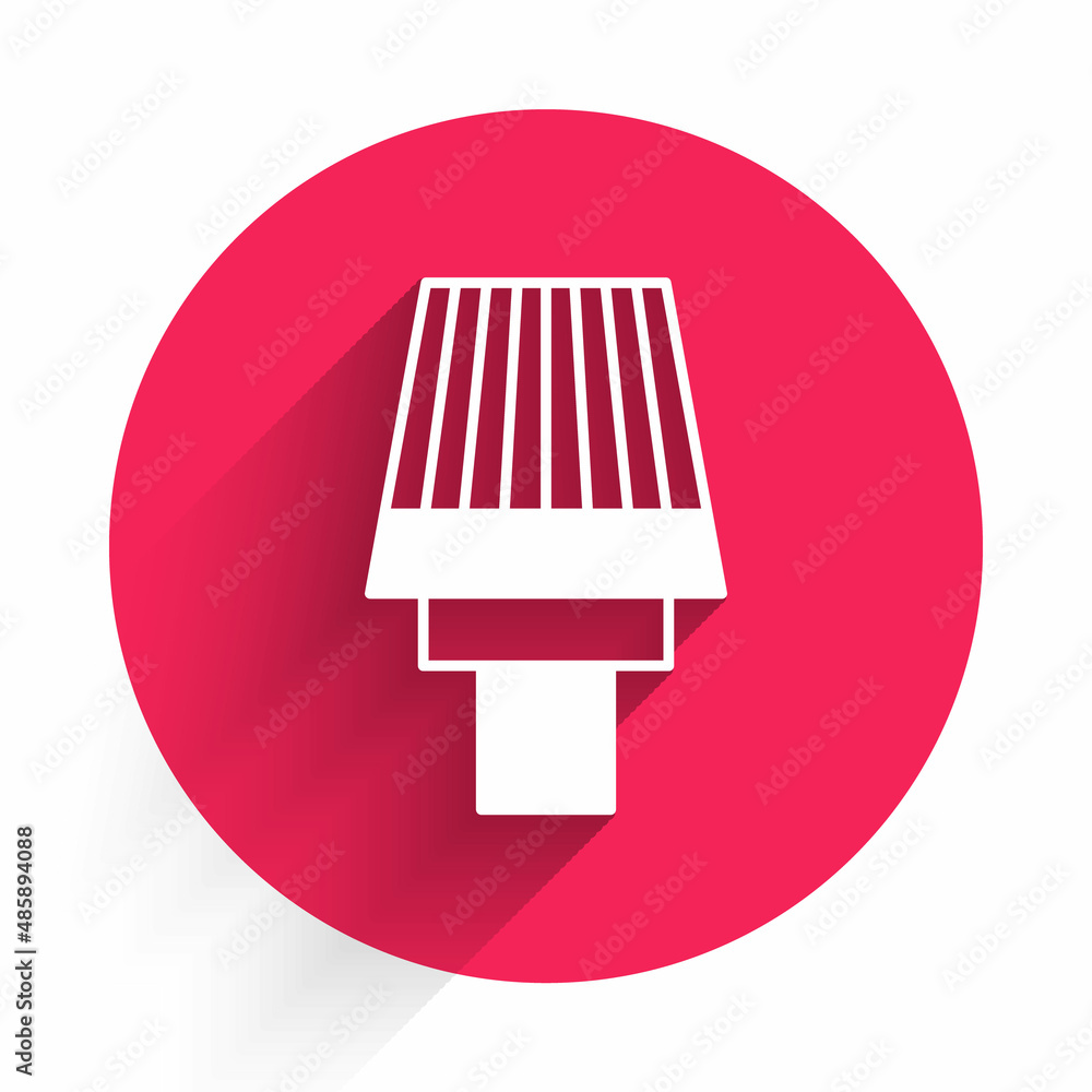 White Car air filter icon isolated with long shadow background. Automobile repair service symbol. Re