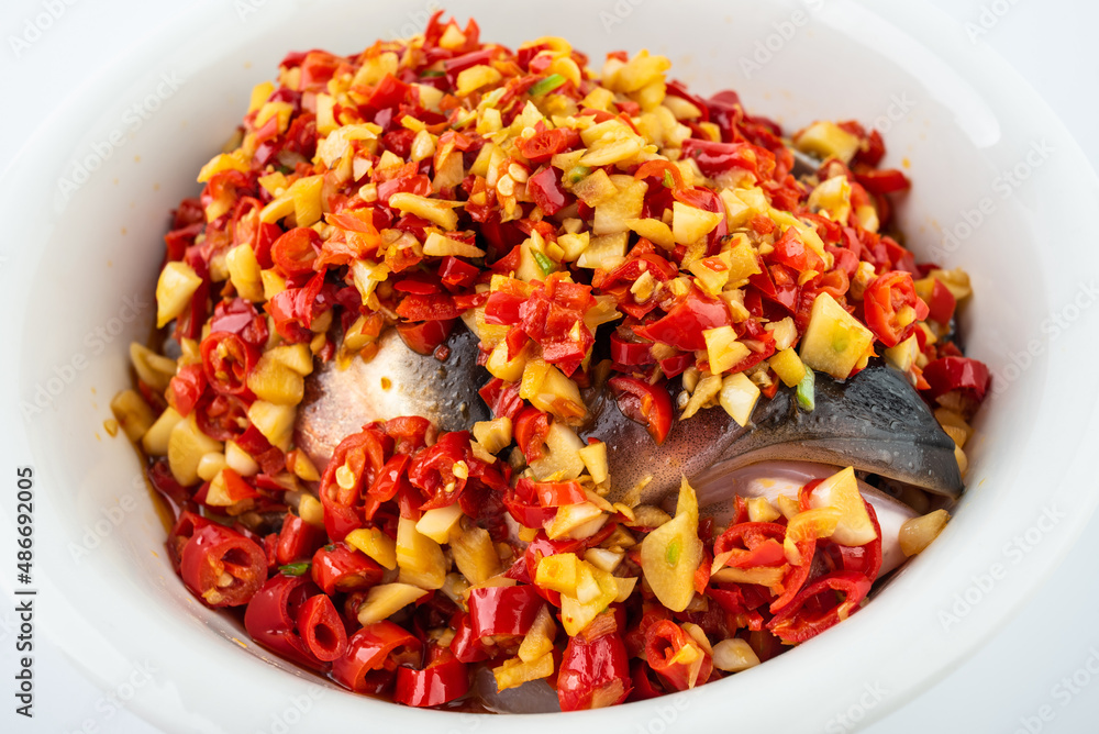 Hunan Cuisine Fish Head with Chopped Peppers