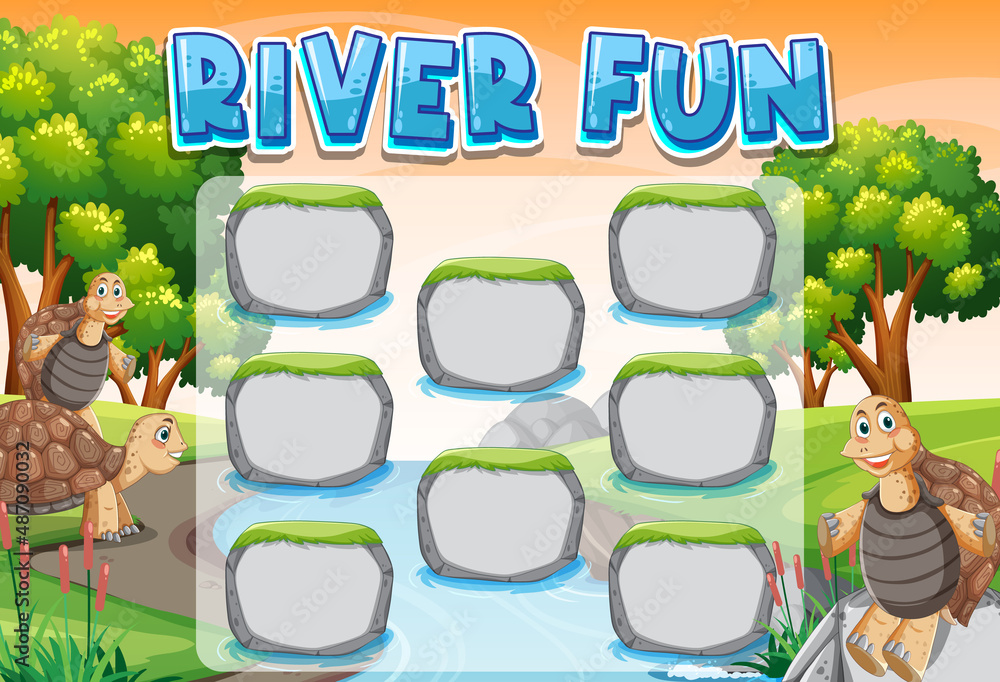 Game template with empty rocks in the river