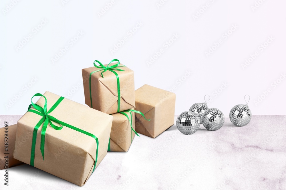 美丽的礼盒优雅的背景概念喜庆的圣诞节快乐的新年购物