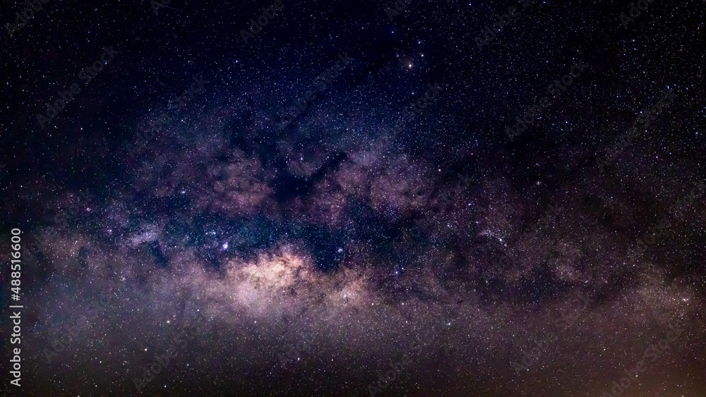 银河系，宇宙中有恒星和太空尘埃，背景是深夜空行星，尼格