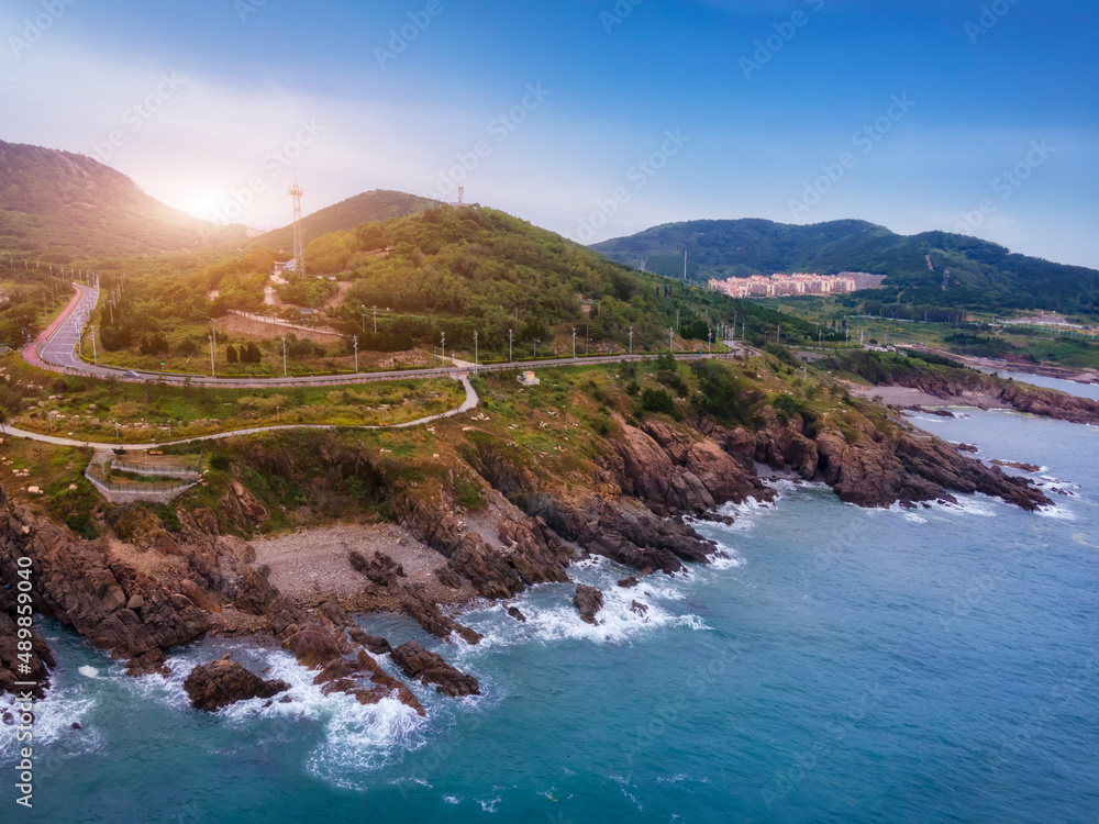 aerial photography outdoor coastline island road