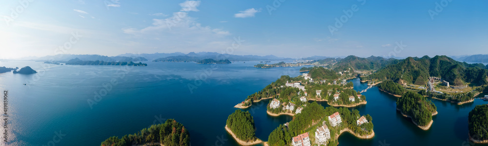 杭州千岛湖风景画航拍