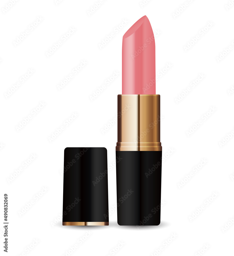 Realistic 3D natural colour lipstick icon isolated on white background. Illustration