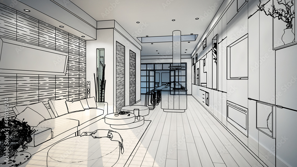 设计中的可爱阳光阁楼公寓（插图）-3D可视化