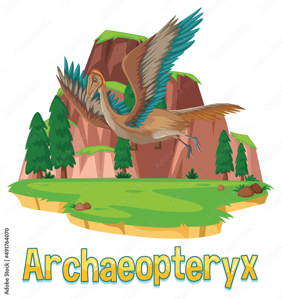 Dinosaur wordcard for archaeopteryx