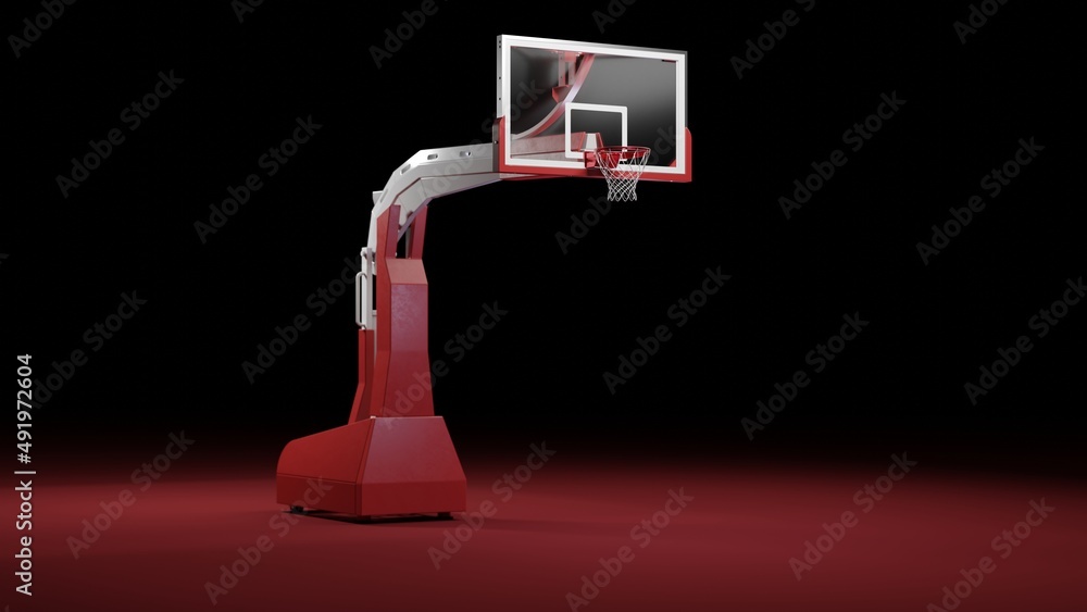 篮球篮筐背板。高质量3d渲染插图黑色背景