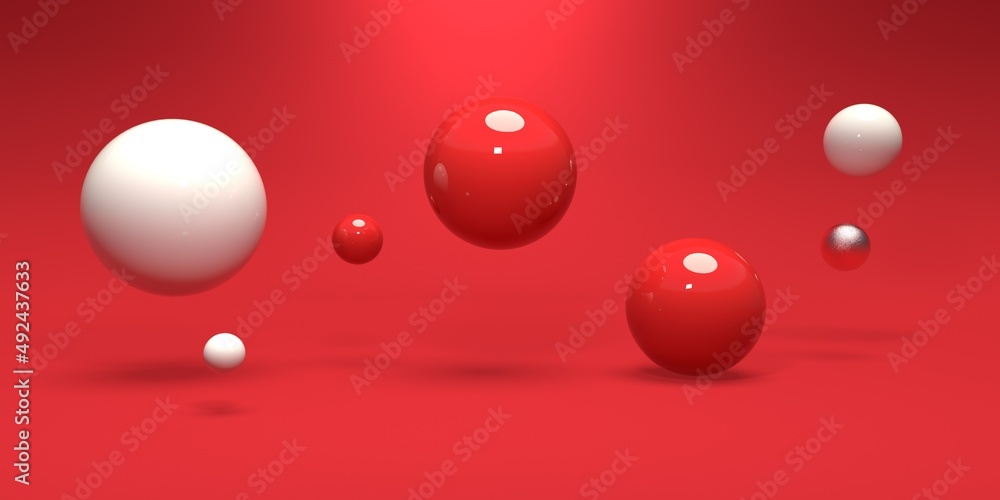 多种尺寸的球体-抽象的3D渲染设计