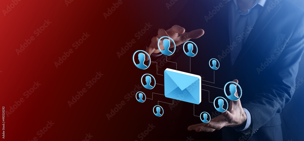 Email and user icon,sign,symbol marketing or newsletter concept, diagram.Sending email.Bulk mail.Ema