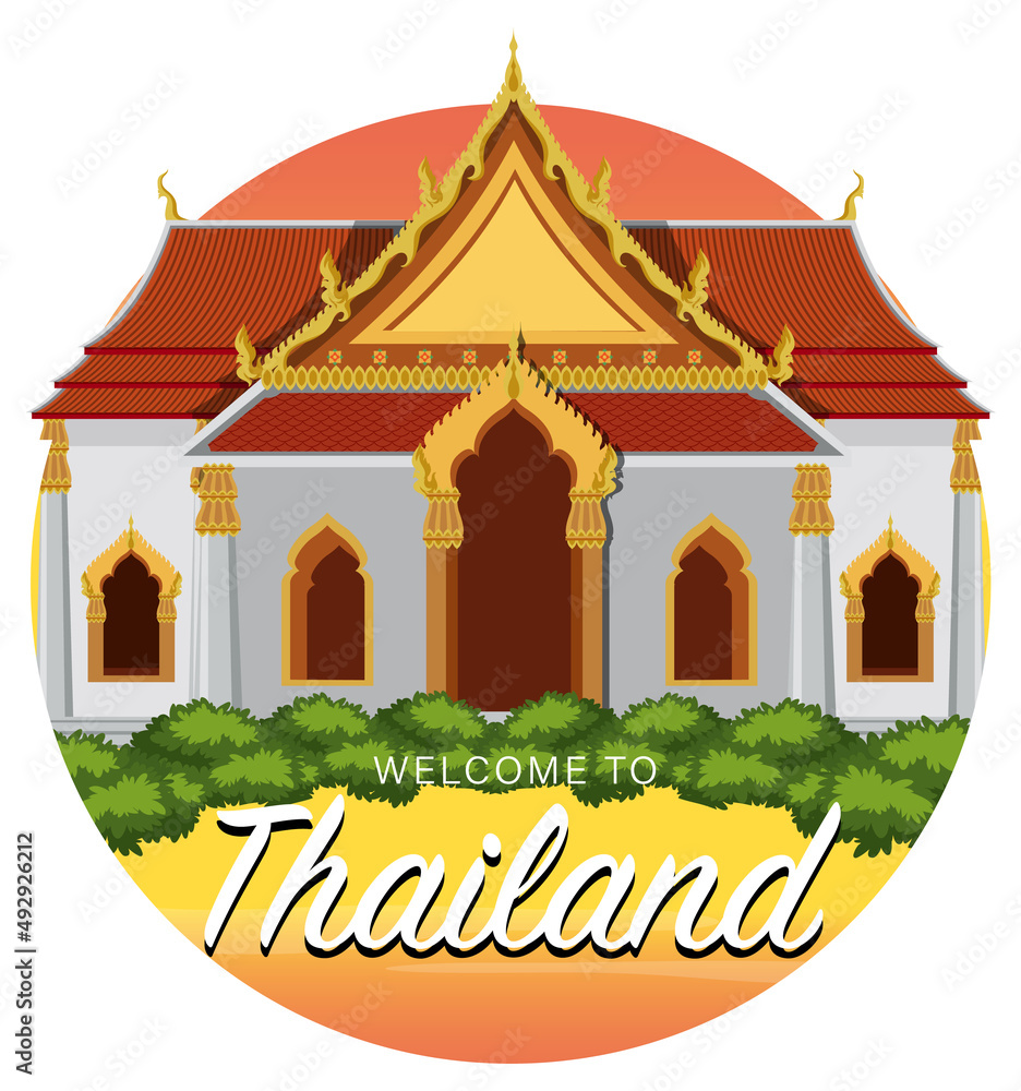 泰国旅游景点和景观寺庙图标