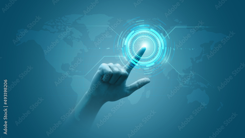 手触式虚拟数字技术未来商业网络连接的全球传播