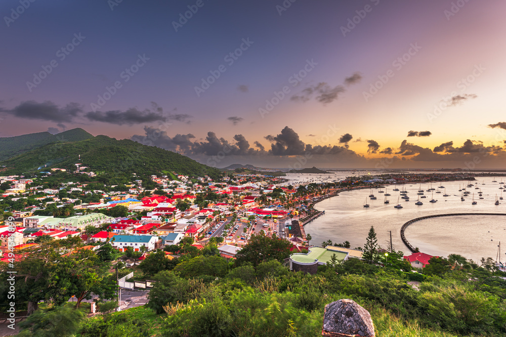 Marigot, St. Martin Town Skyline in the Caribbean