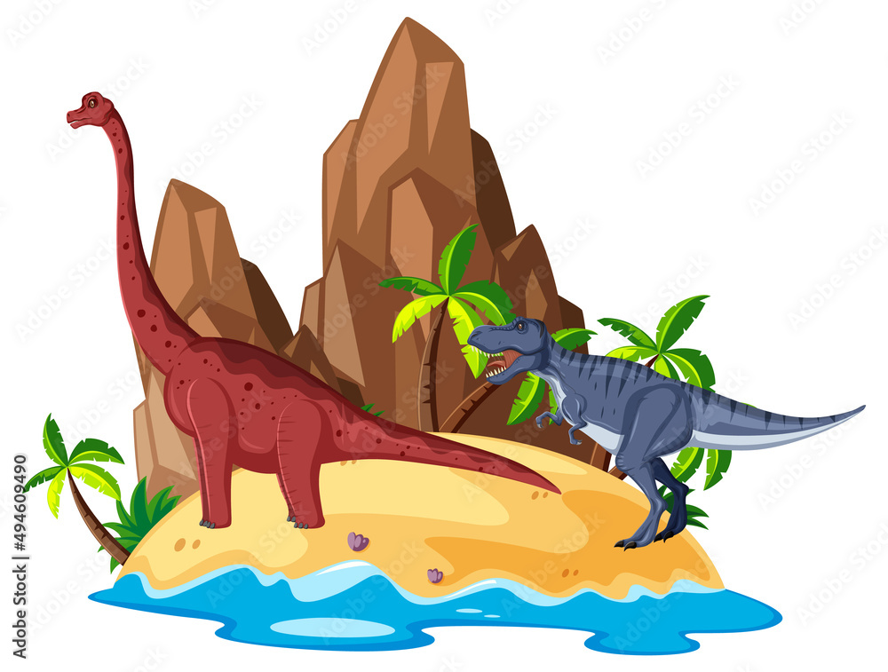 岛上恐龙的场景