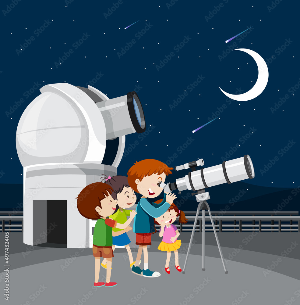 孩子们看星星的天文学主题