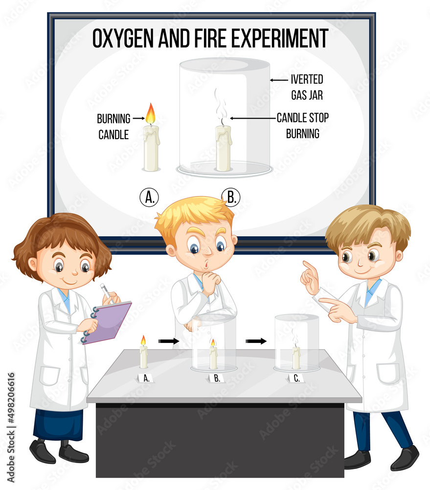 科学家儿童氧气和火实验