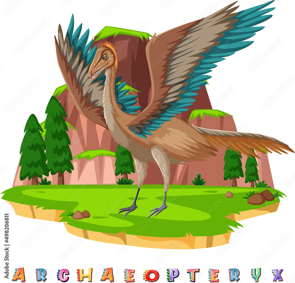 Dinosaur wordcard for archaeopteryx