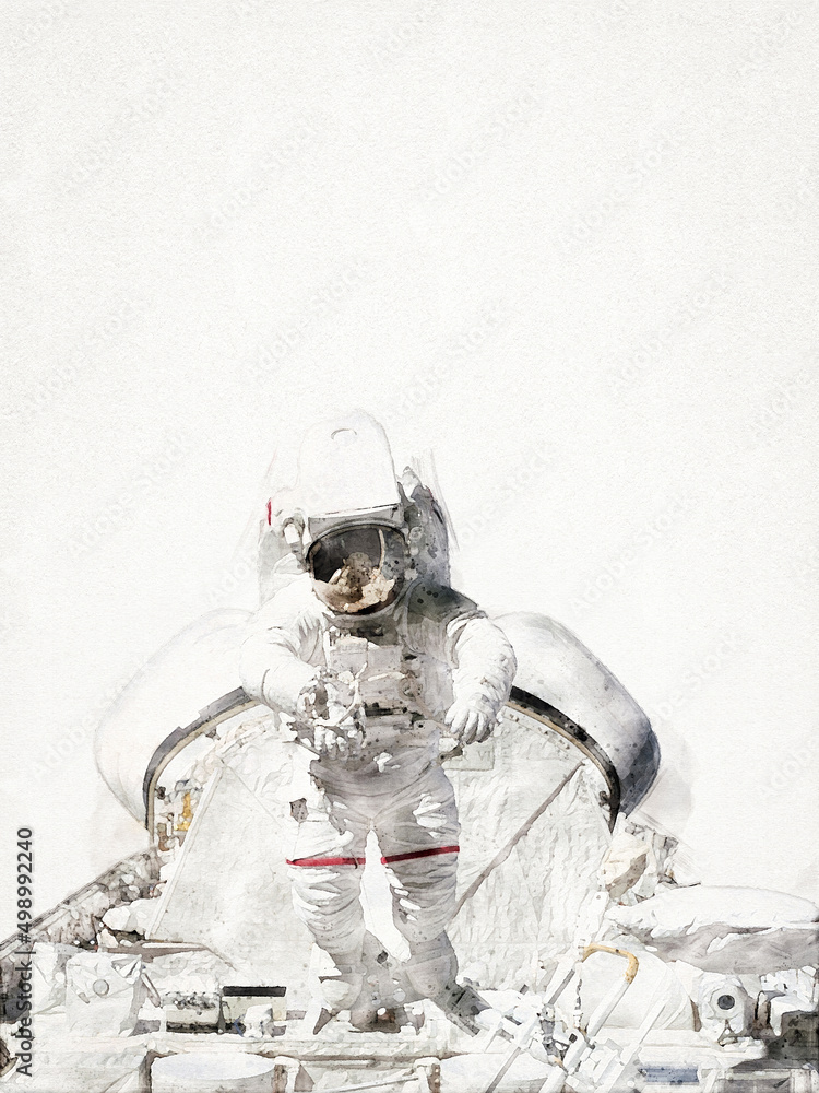 Space suits watercolor style. Elements of this image furnished by NASA.