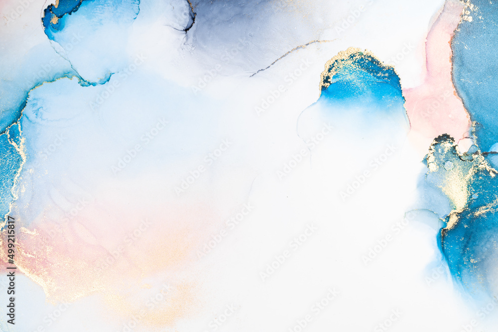 奢华的蓝色抽象背景大理石液体水墨艺术画在纸上。原始艺术的图像
