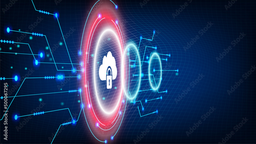 带挂锁和网络连接链接的数据安全概念。技术全球网络数字数据