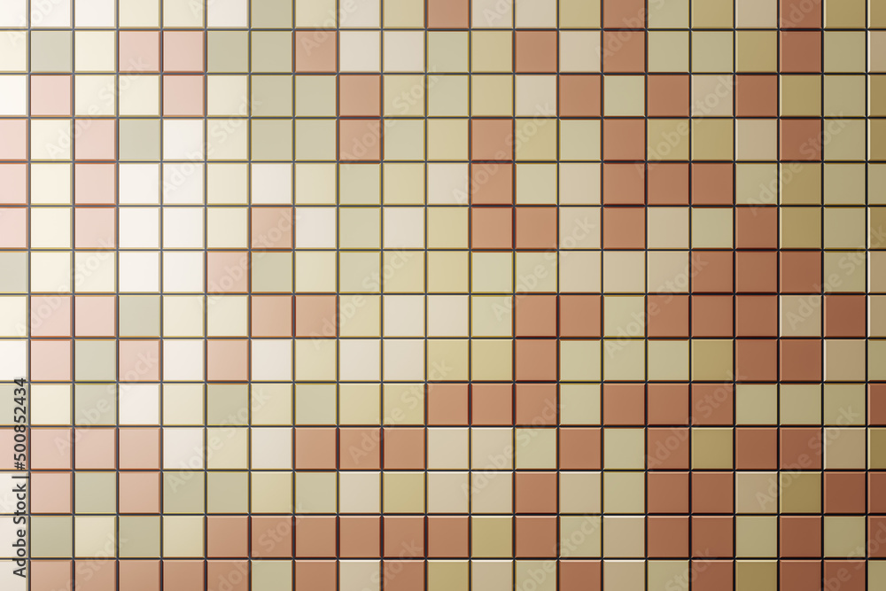 米色陶瓷墙地砖抽象背景。为浴室d设计几何马赛克纹理