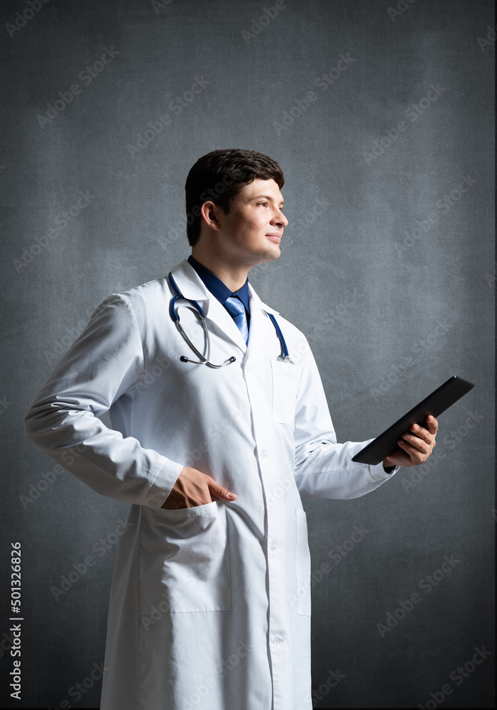 Doctor with a computer tablet