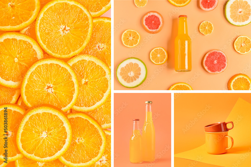 橙色拼贴照片