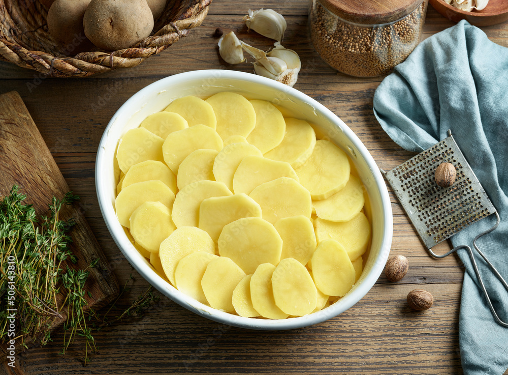 process of making potato gratin