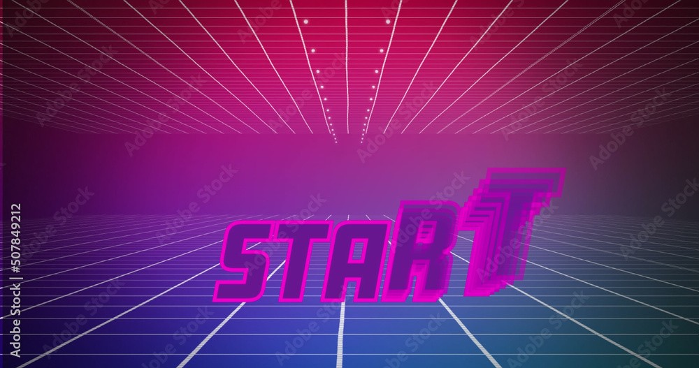 Start text and futuristic background