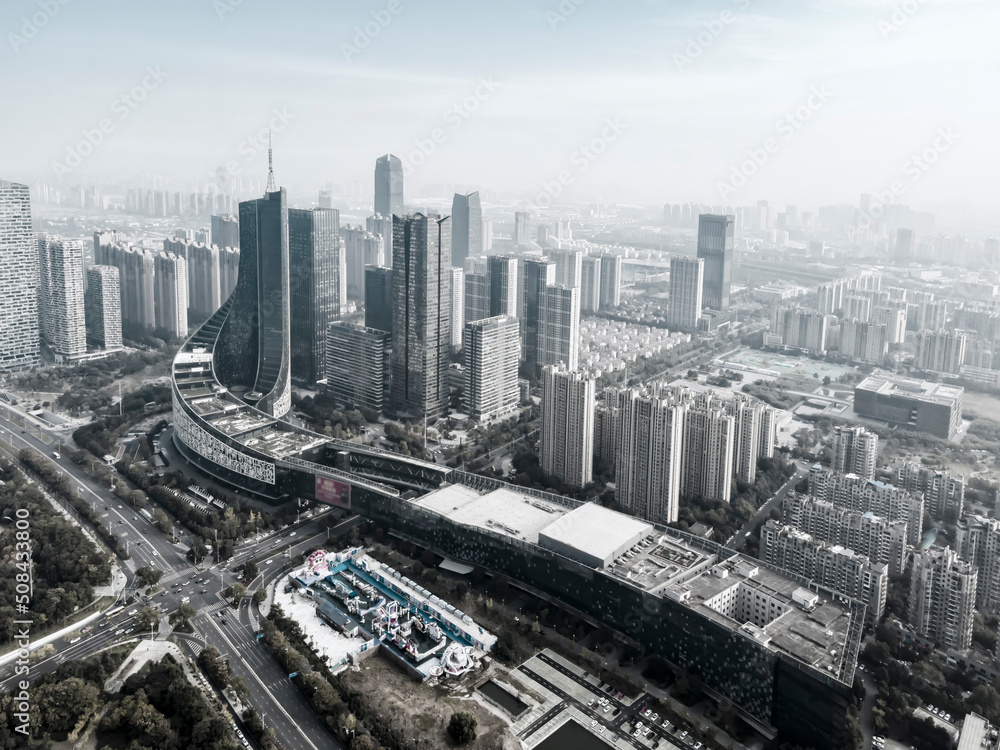 中国合肥市现代建筑景观航拍