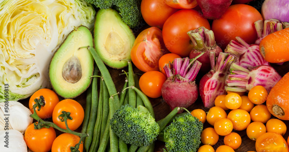 水果和蔬菜的新鲜有机纯素食形象