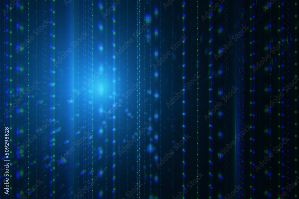 Creative blue tech lines and blurry circles backdrop. Technology and design, landing page concept. 3