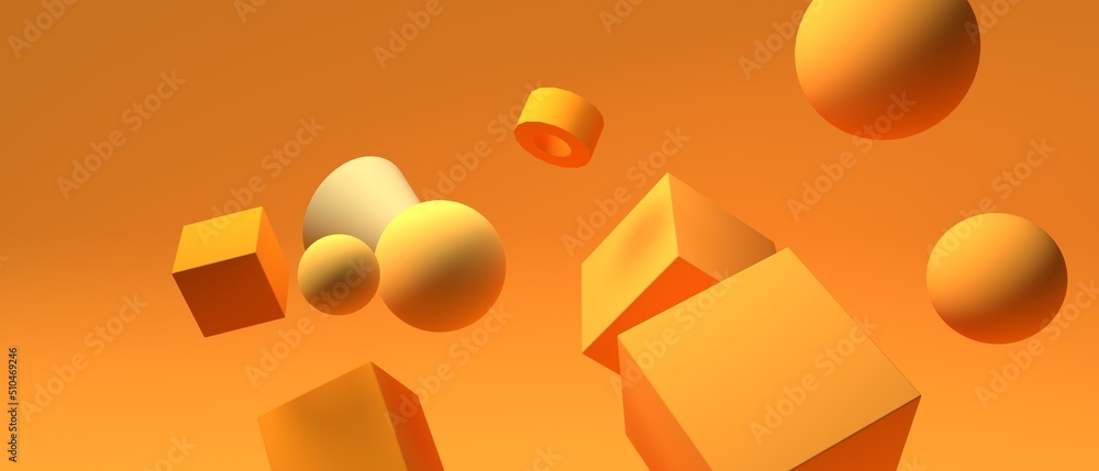 几何形状的抽象3D渲染图