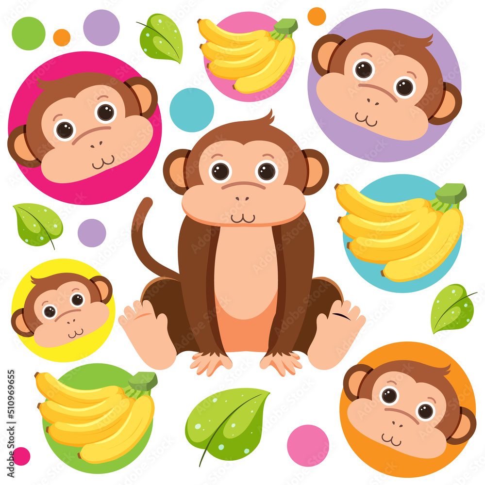 Cute monkey seamless pattern