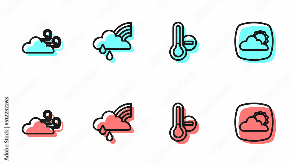 设线气象温度计、大风天气、彩虹伴云和天气预报ic