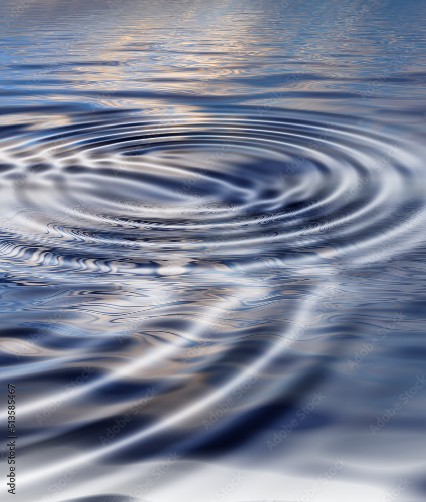 放大水面上的波纹效果和图案。带有抽象圆环的创意水坑