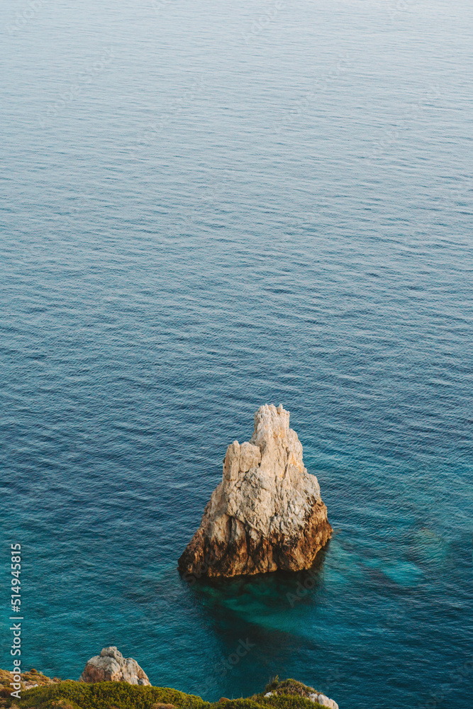Aerial view rock in Aegean sea landscape in Turkey nature resort turquoise water travel destinations