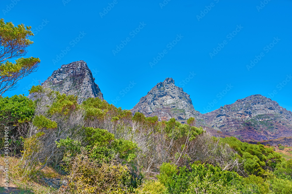 南非开普敦十二使徒山脉的景观，蓝天和副本