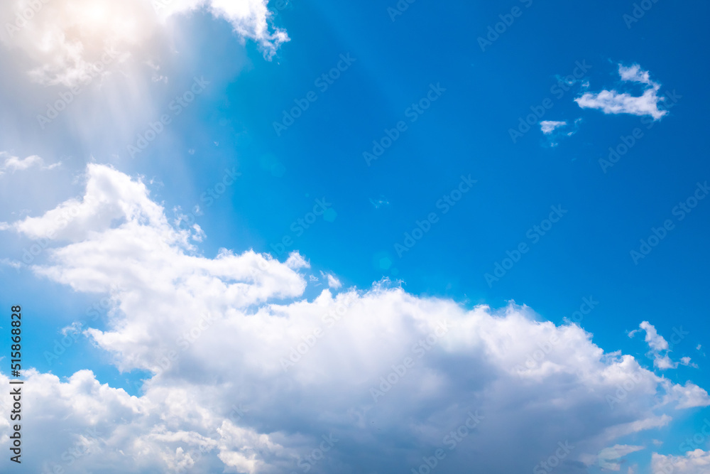 Soft focused view of beautiful thunderclouds. Beautiful dramatic blue sky background with fluffy clo