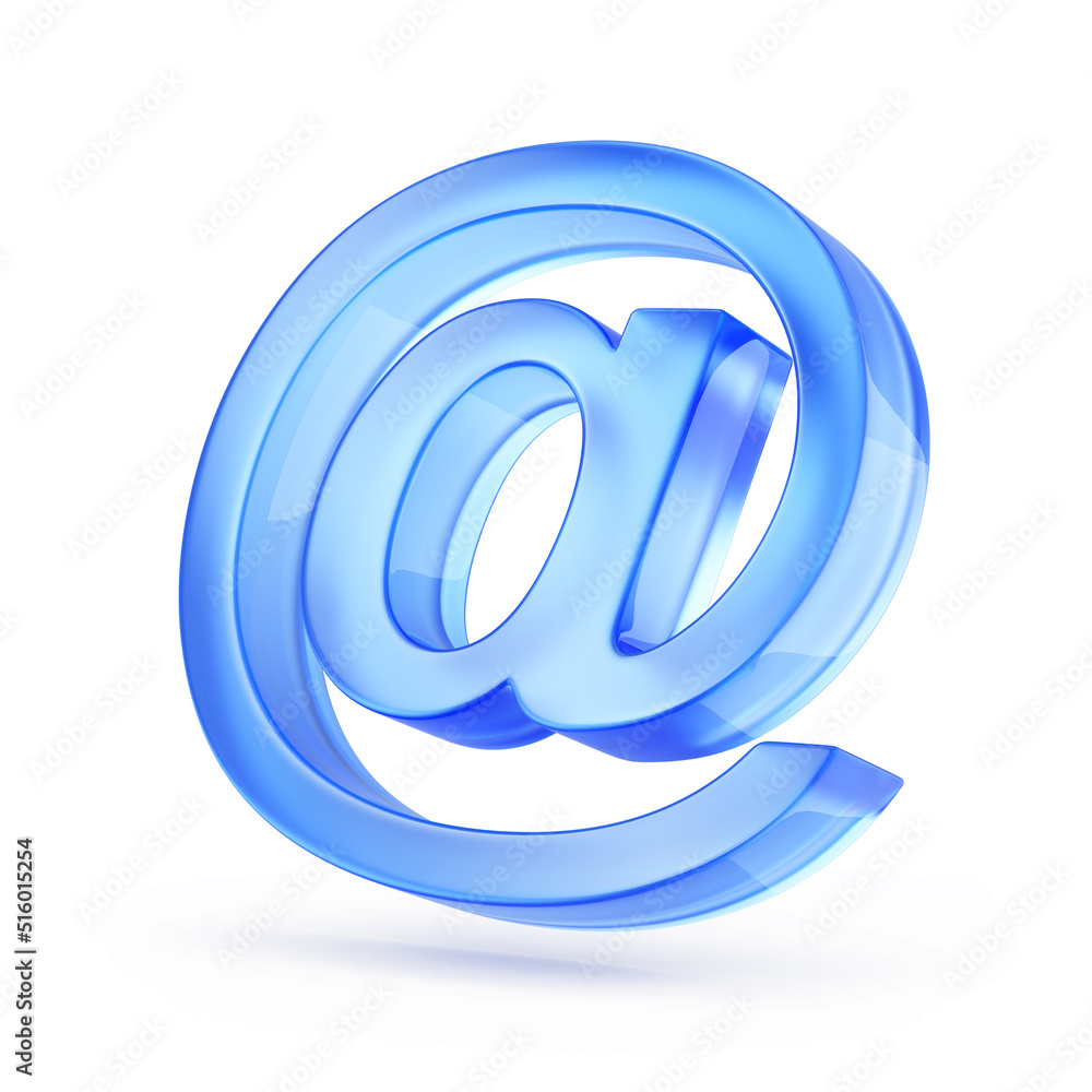 白色上隔离的电子邮件标志。蓝色标志邮件图标-三维渲染