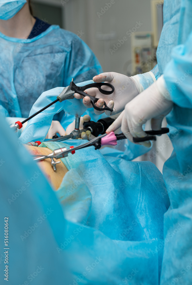 Close up view of surgery operation treating. Surgical professional healthcare.