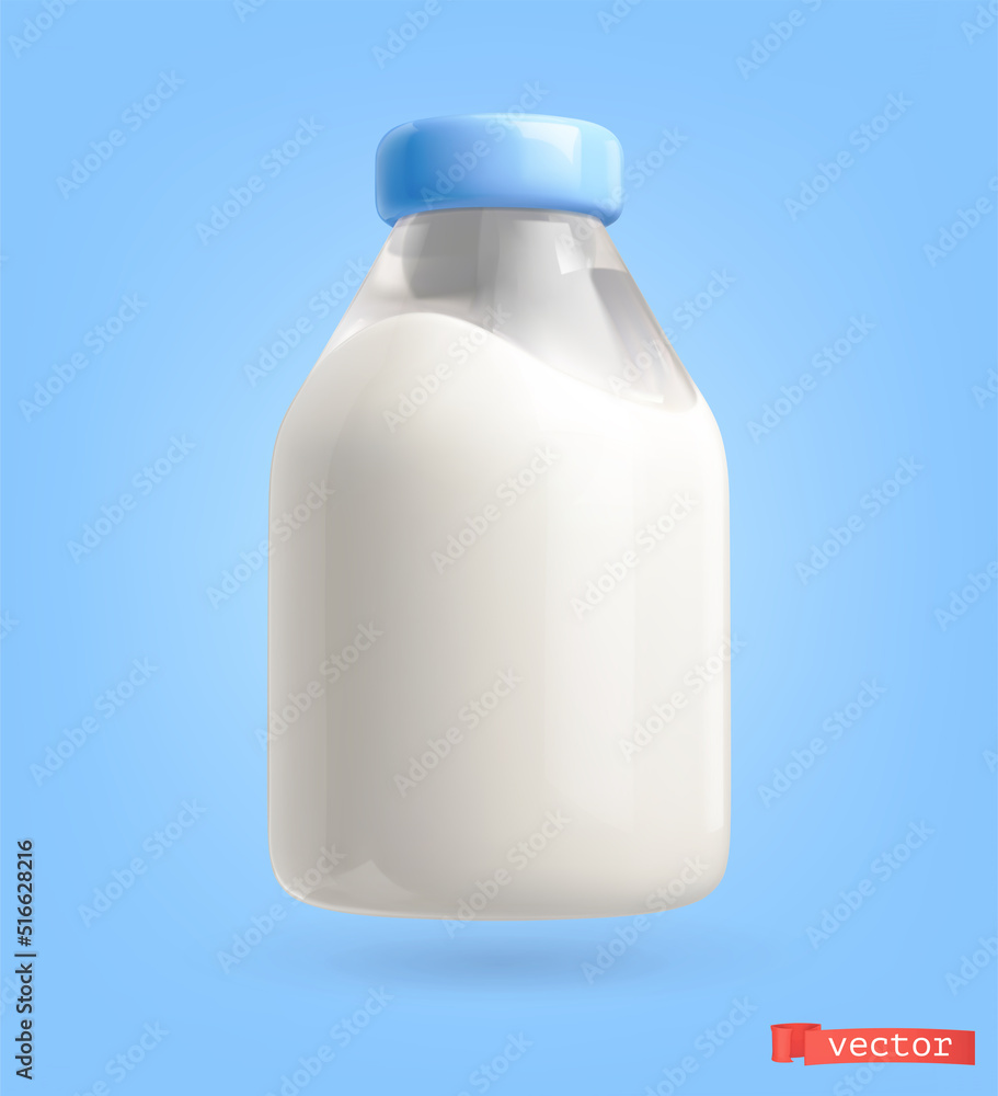 Bottle of milk cartoon 3d vector icon