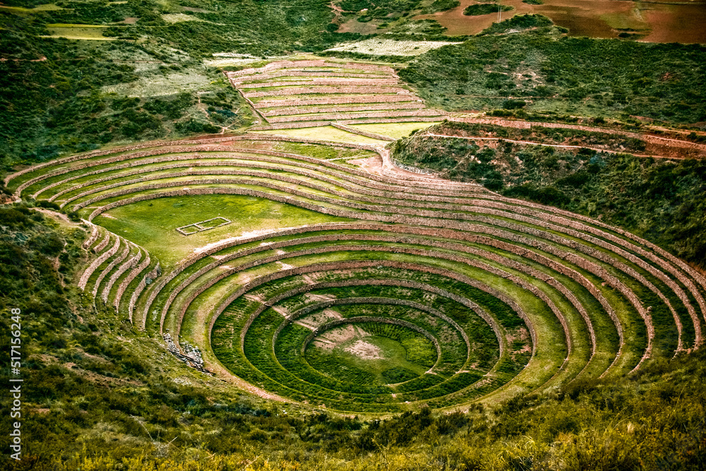 秘鲁马里圣谷的农业梯田。南美洲自然