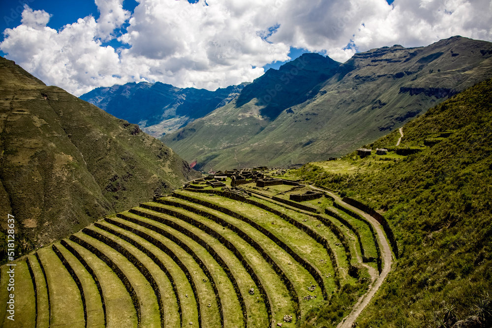秘鲁马里圣谷的农业梯田。南美洲自然