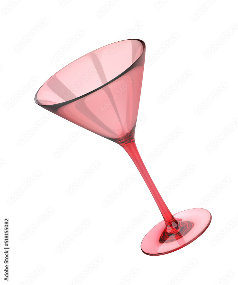 Red cocktail glass isolated on white background