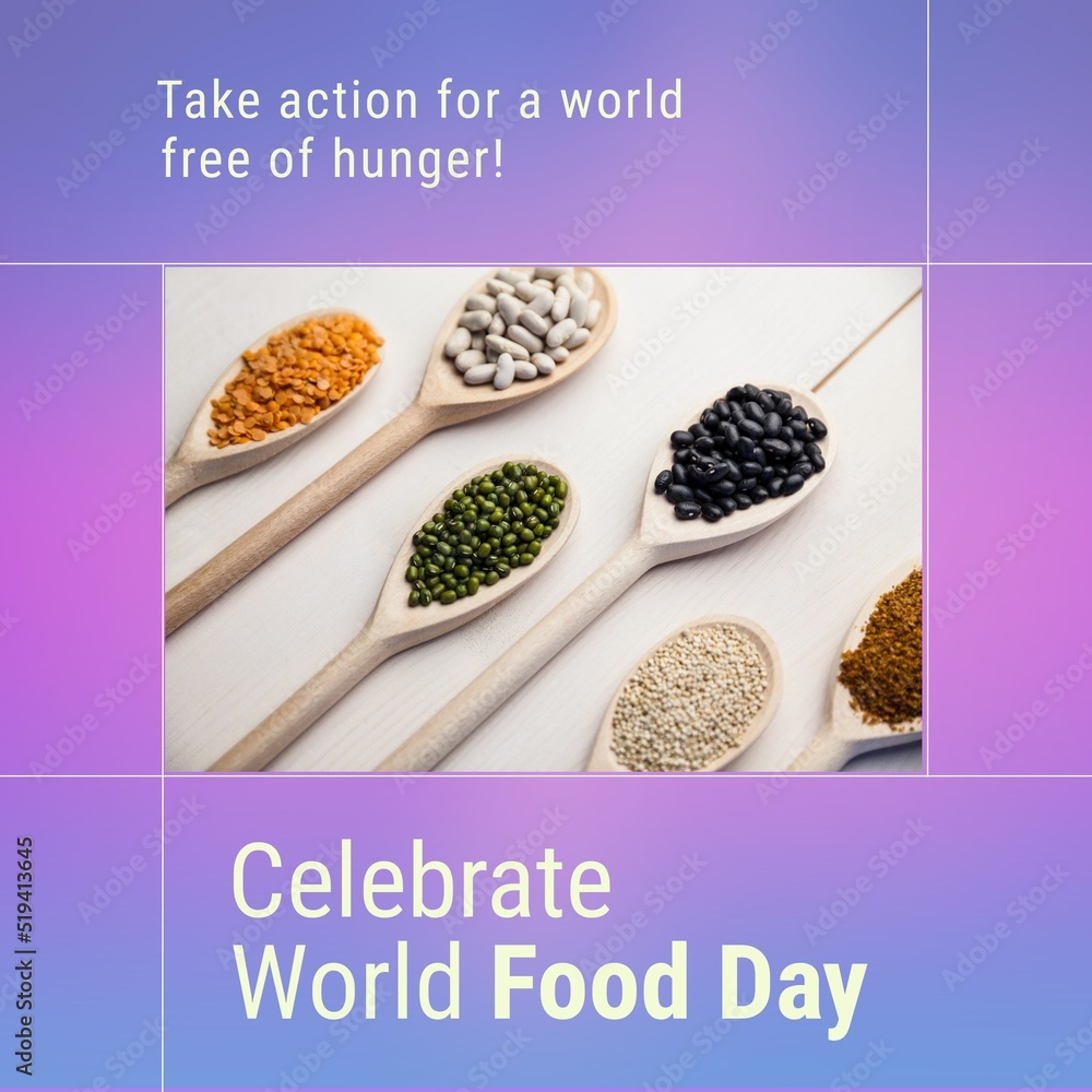 用勺子和香料庆祝世界粮食日的图片