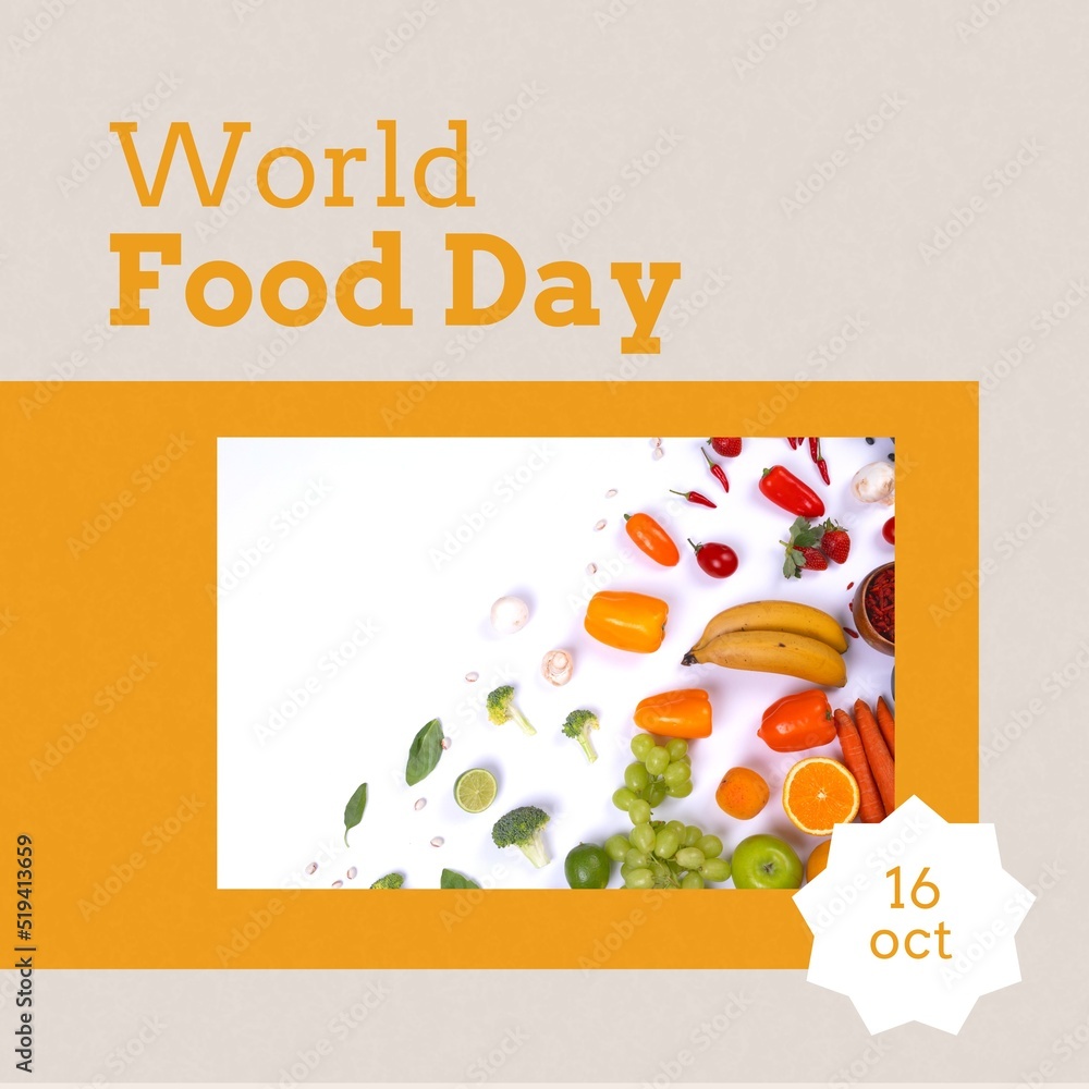 世界粮食日图片与蔬菜和水果合影