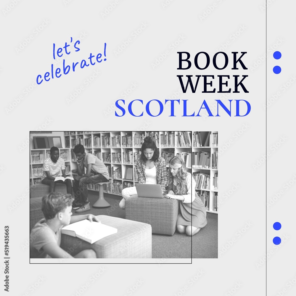 苏格兰图书周作文，不同的学生在白色背景下阅读书籍