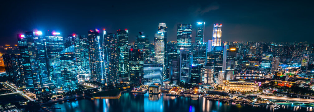 新加坡城市天际线以现代摩天大楼建筑为概念的金融业务